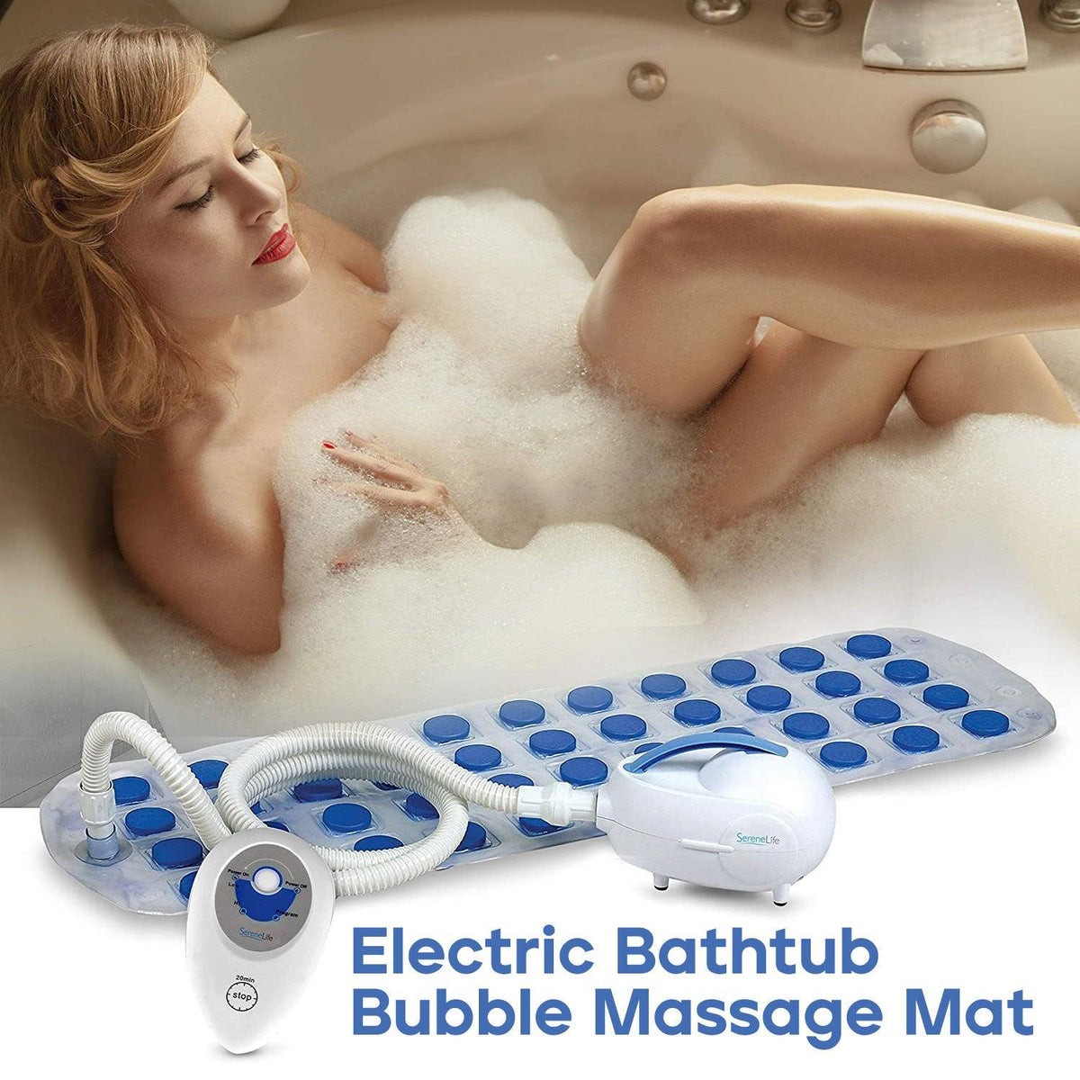 Bubble Mat for Bathtub - Electric Portable Spa Bubble Bath Massager | Thermal Spa Waterproof Non-Slip Mat with Suction Cup Bathtubs - Tophatter Daily Deals