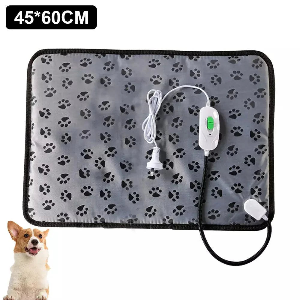 Pet Heating Pad - Electric Heat Mat Heated Bed Dog Puppy Whelping Pads Grey Footprint - 45*60CM Pet Products - Tophatter Daily Deals