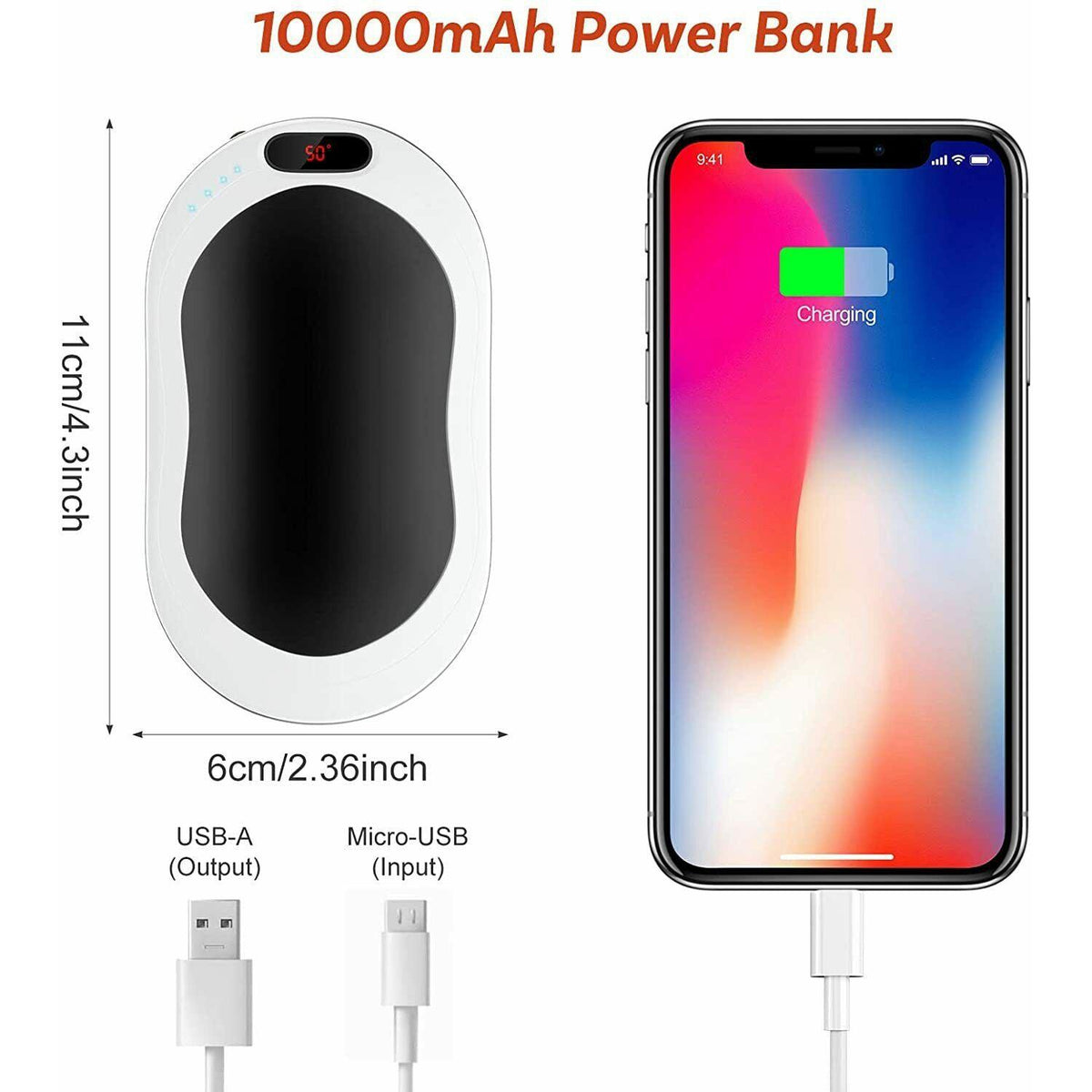 Electric Hot Rechargeable Hand Warmers - Reusable USB Hand Warmer 10000mAh Electric Portable Pocket Hand Warmers Double-sided Heat Health & Beauty - Tophatter Daily Deals