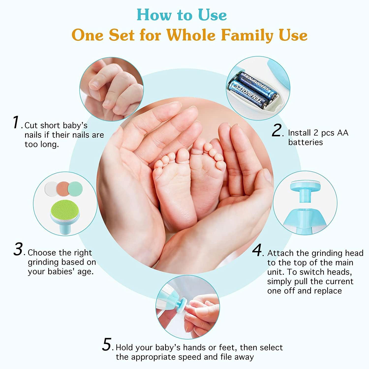 Baby Nail Trimmer - Safe Baby Fingernail Clippers Electric Nail Cutter Newborn Nail Clippers Baby Nail Care Set for Infant Kids Adult Toes Baby & Toddler - Tophatter Daily Deals