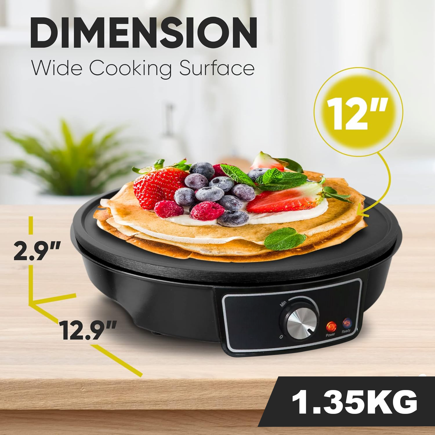 Electric Hot Plates – 1000W Electric Crepe & Pancake Maker Non Stick 30cm Cooking Plate with Utensils Kitchen - Tophatter Daily Deals