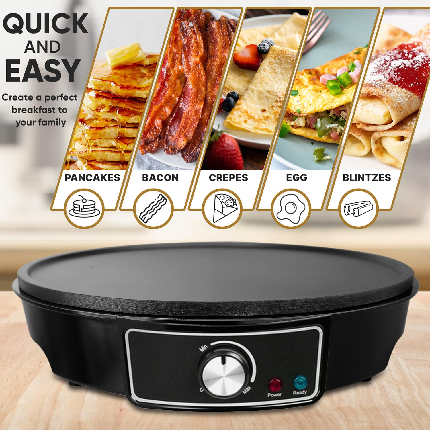 Electric Hot Plates – 1000W Electric Crepe & Pancake Maker Non Stick 30cm Cooking Plate with Utensils Kitchen - Tophatter Daily Deals