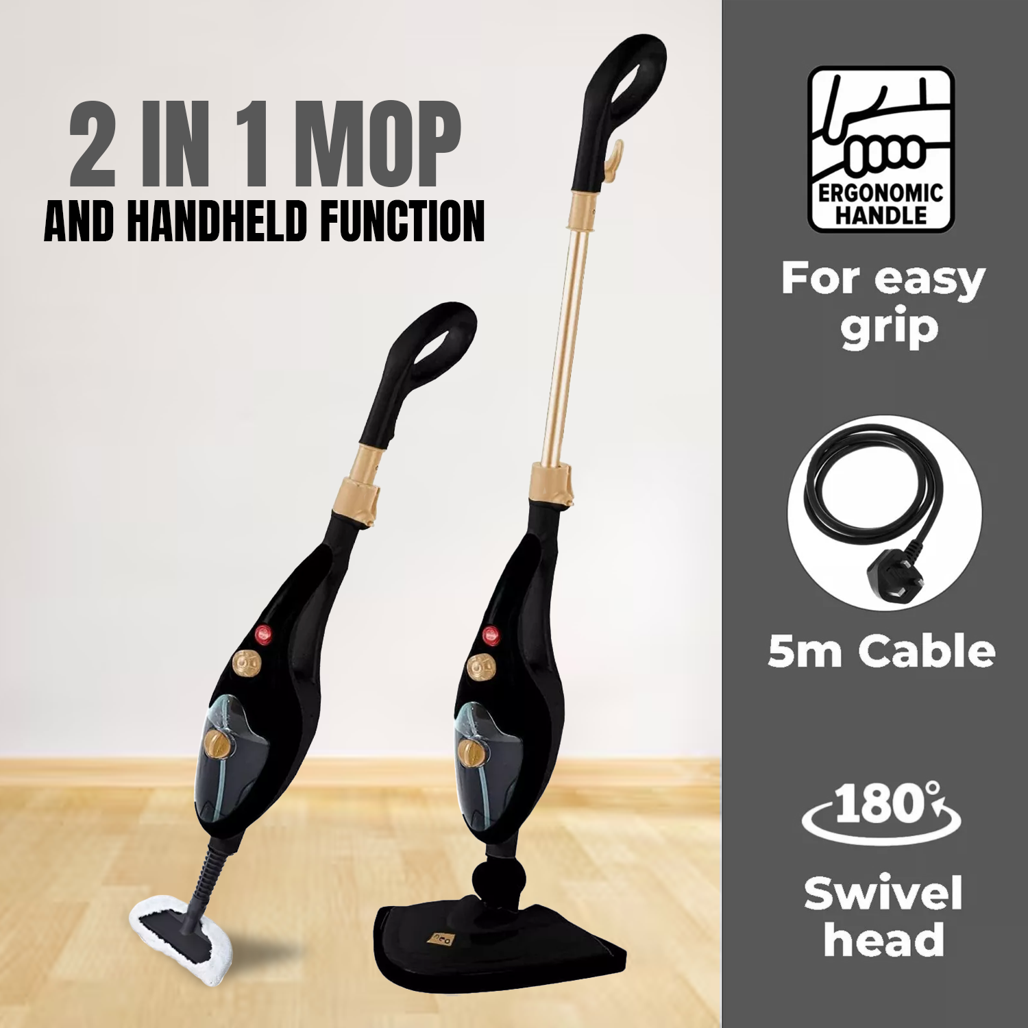 Floor Steam Mop – Lightweight Electric Steam Cleaner with Floor Pad for Hard Floors, Tiles & Window Electronic - Tophatter Daily Deals
