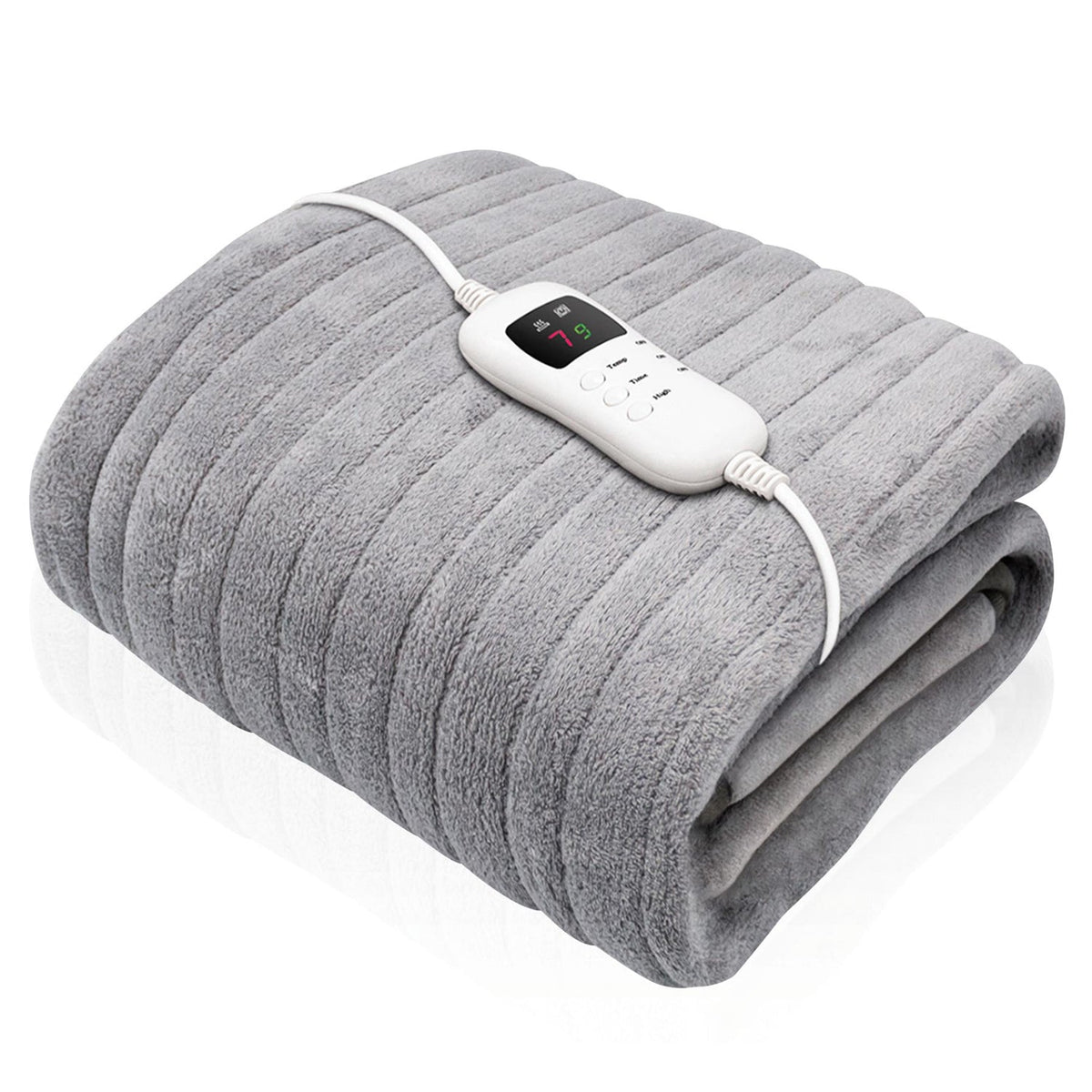 King Size Electric Blankets - 3 Heat Settings Single Double King Size Super Soft Cosy Fleece Blanket Grey - 160 x 120 cm Blankets - Tophatter Daily Deals