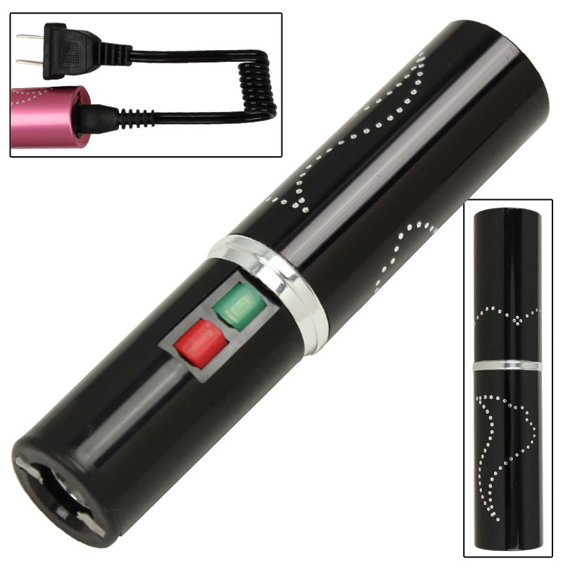 Electrika Lipstick 2.5 Million Volt Stun Gun Black - 100 Lumen LED Flashlight Collectible Weapons - Tophatter Daily Deals