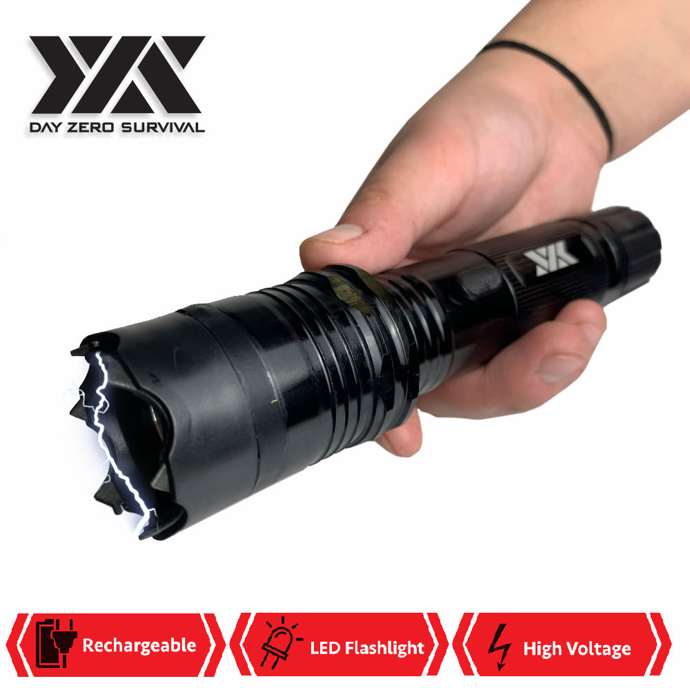 DZS Elite Force Stun Gun All Metal 10 Million Volt Rechargeable + LED Flashlight - Tophatter's Army Products & Self Defense Collectible Weapons - Tophatter Daily Deals