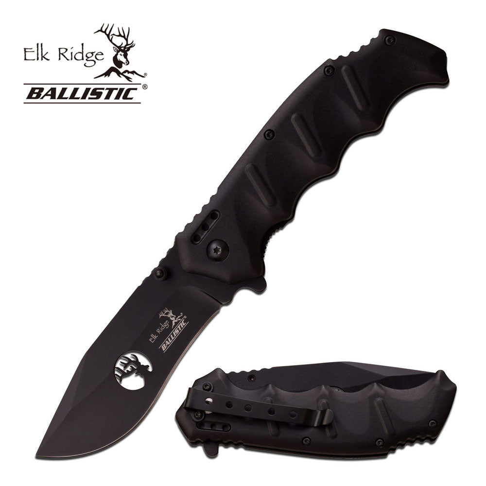 Elk Ridge Ballistic Heavy Duty Black Pocket Knife Tophatter's Spring Assisted Knives Elk Ridge Ballistic Heavy Duty Black Pocket Knife - Tophatter Daily Deals
