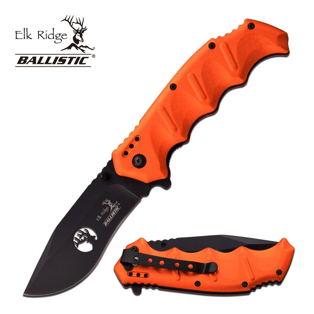 Elk Ridge Ballistic Orange Hunting Folding Knife (ER-A158OR) Tophatter's Spring Assisted Knives Elk Ridge Ballistic Orange Hunting Folding Knife - Tophatter Daily Deals