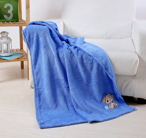 Baby & Toddler Blankets Embroidery Dog Blue Bedding - Tophatter Daily Deals