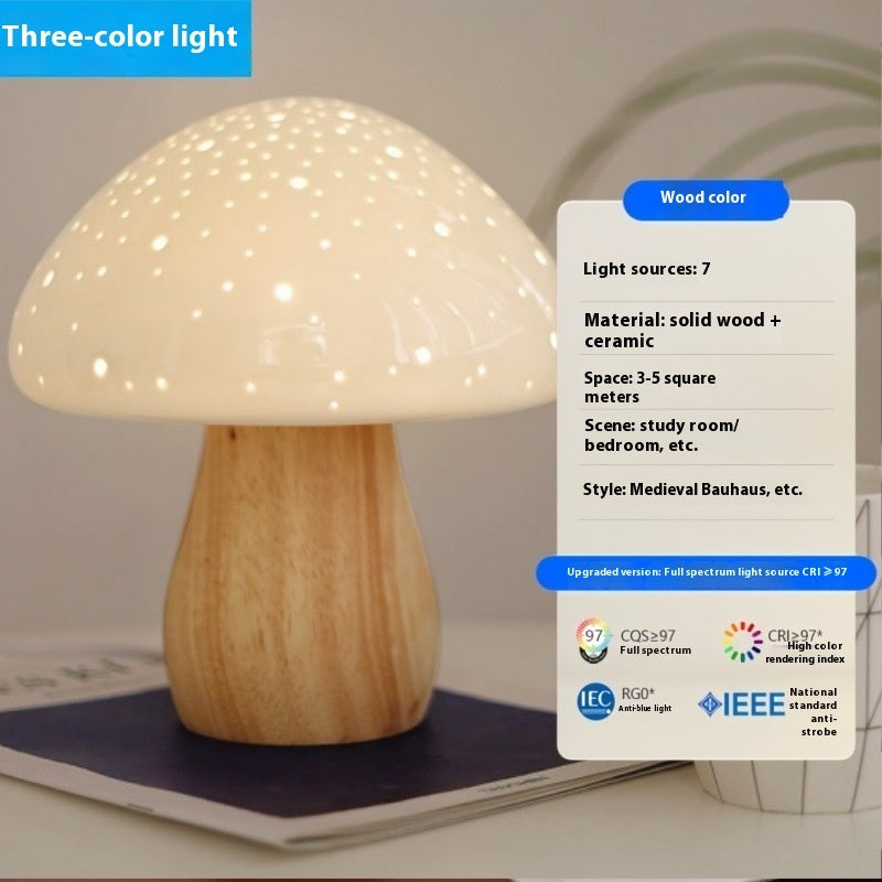 Enchanted Forest Mushroom Night Light Tri-Light + Wood Color Lighting - Tophatter Daily Deals