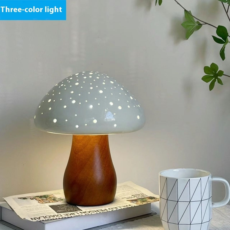 Enchanted Forest Mushroom Night Light Warm Light + Walnut Color Lighting - Tophatter Daily Deals