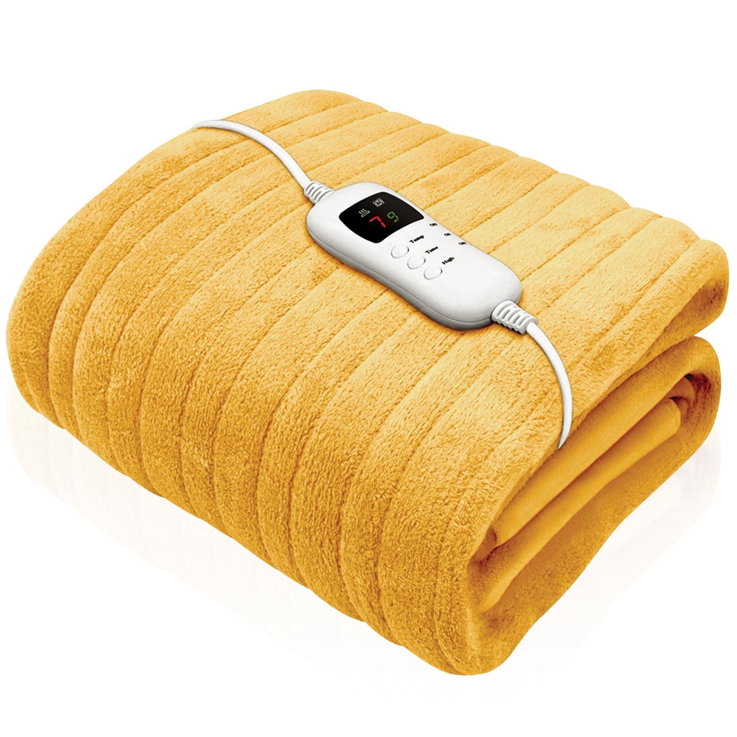King Size Electric Blankets - 3 Heat Settings Single Double King Size Super Soft Cosy Fleece Blanket Gold - 160 x 120 cm Blankets - Tophatter Daily Deals