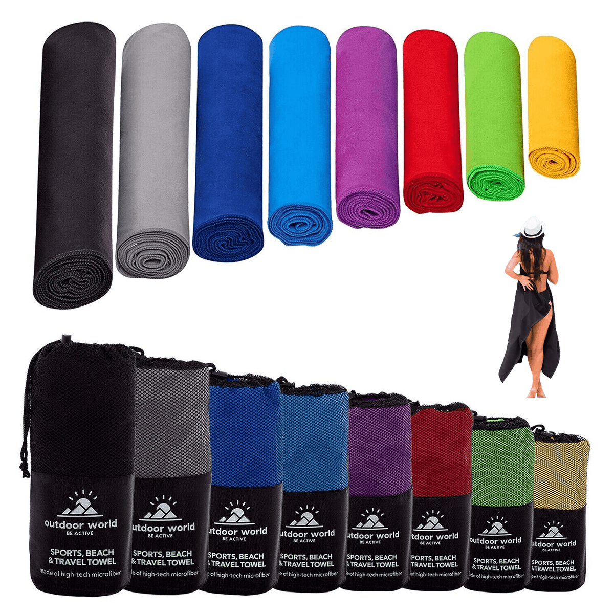 Eono Microfiber Towel - Perfect Fast Drying Towel for Sports Travel Swimming Beach & Camping Exercise & Fitness - Tophatter Daily Deals