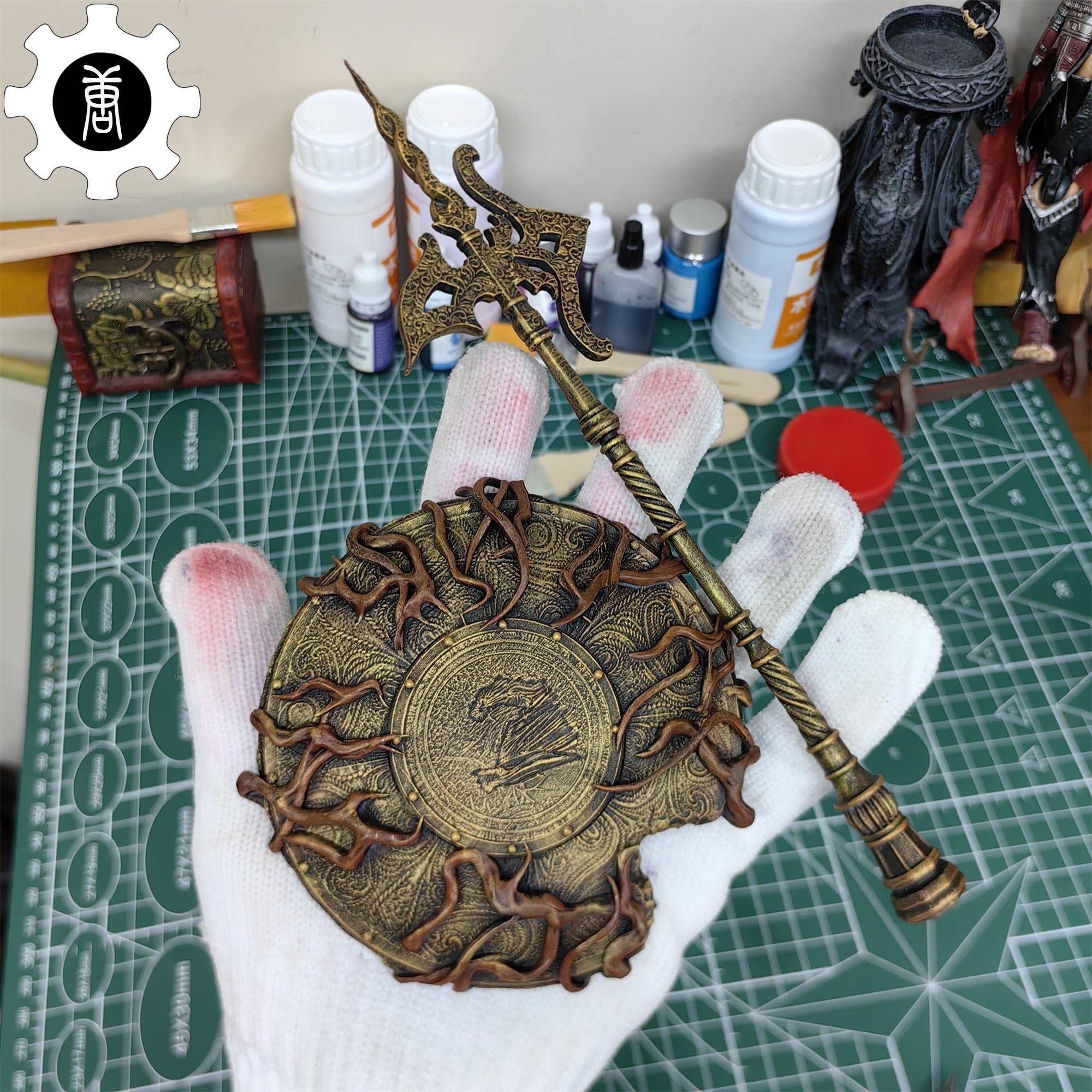 3D Printed 1: 12 Scale Erdtree Greatshield Golden Halberd - Tophatter Daily Deals