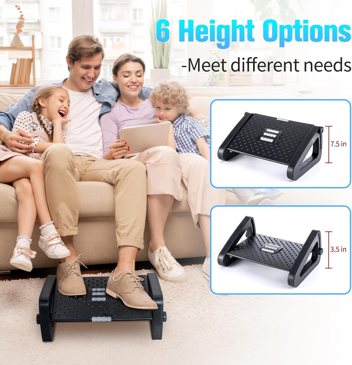 Ergonomic Foot Stools - Foot Rest under Desk Adjustable Height, Tilt Angle w/ Massage Roller Apparel & Accessories - Tophatter Daily Deals