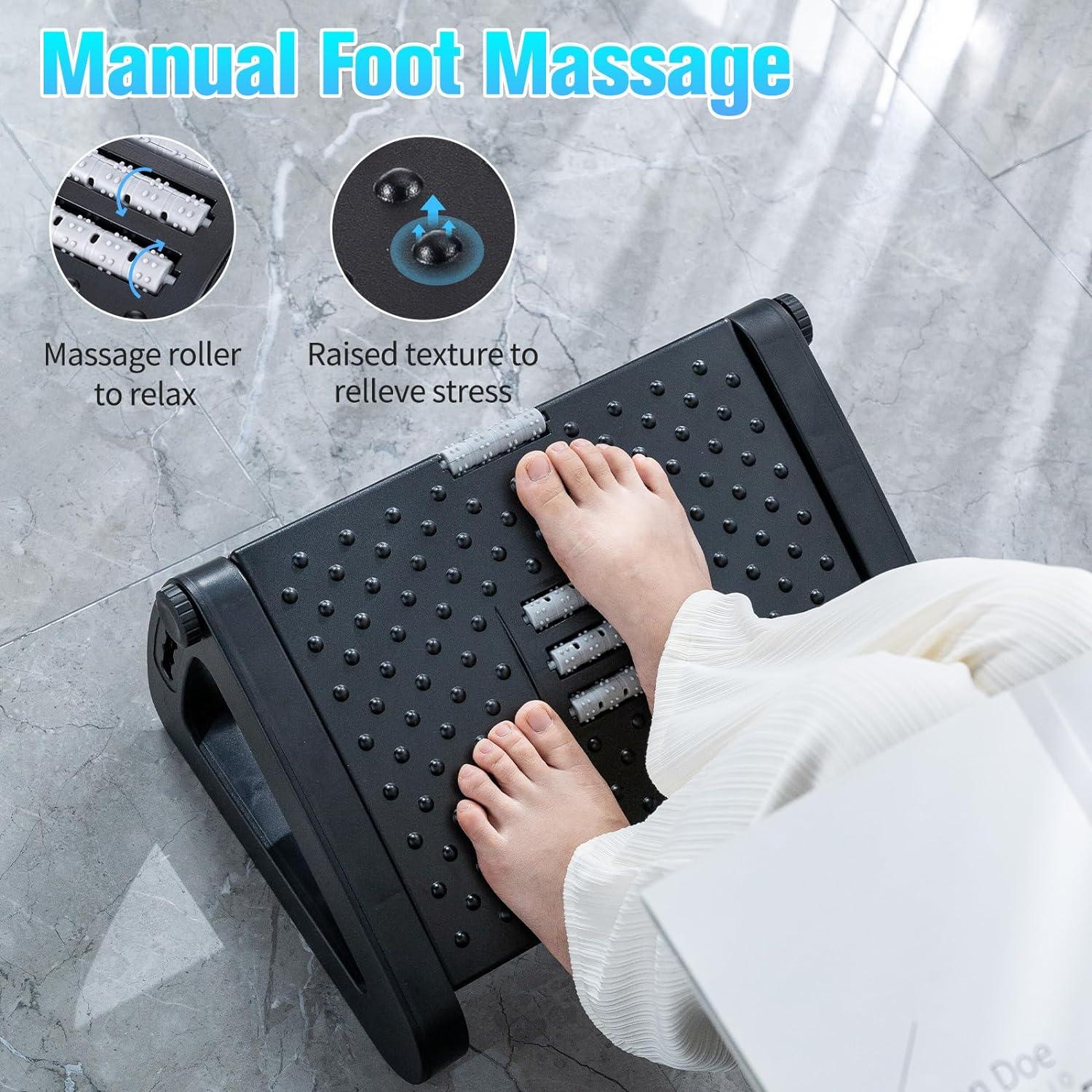 Ergonomic Foot Stools - Foot Rest under Desk Adjustable Height, Tilt Angle w/ Massage Roller Apparel & Accessories - Tophatter Daily Deals