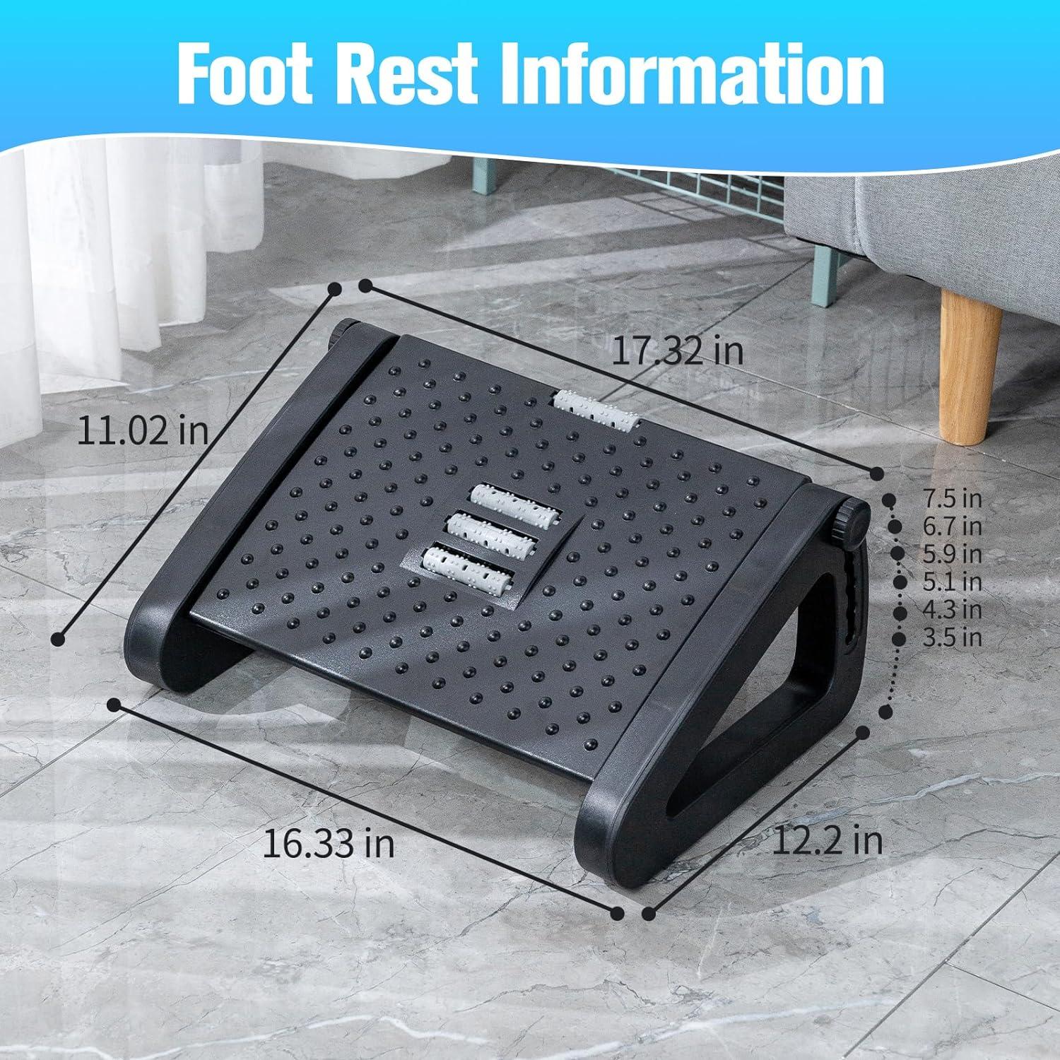 Ergonomic Foot Stools - Foot Rest under Desk Adjustable Height, Tilt Angle w/ Massage Roller Apparel & Accessories - Tophatter Daily Deals