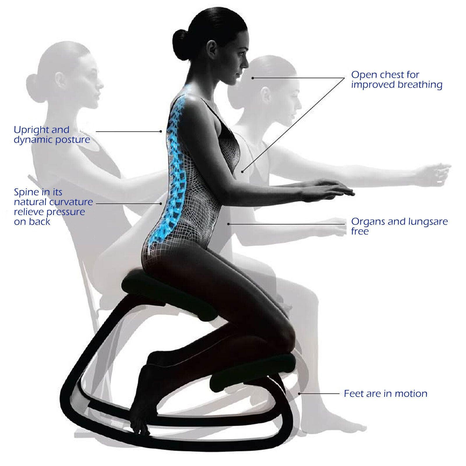 Ergonomic Kneel Chair - Ergonomic Kneeling Chair Rocking Posture Stool Balancing Home Office Desk Chair Exercise & Fitness - Tophatter Daily Deals