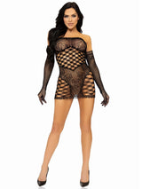 Hardcore Net Tube Dress with Gloves (Black) – One Size Lingerie Set > Clothes > Dresses and Chemises - Tophatter Daily Deals