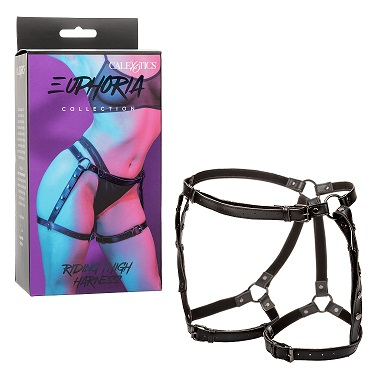 Euphoria Collection Riding Thigh Harness Black Vegan Leather With Plush Velvet Lining Adjustable Waist > Clothes > Womens Harnesses - Tophatter Daily Deals