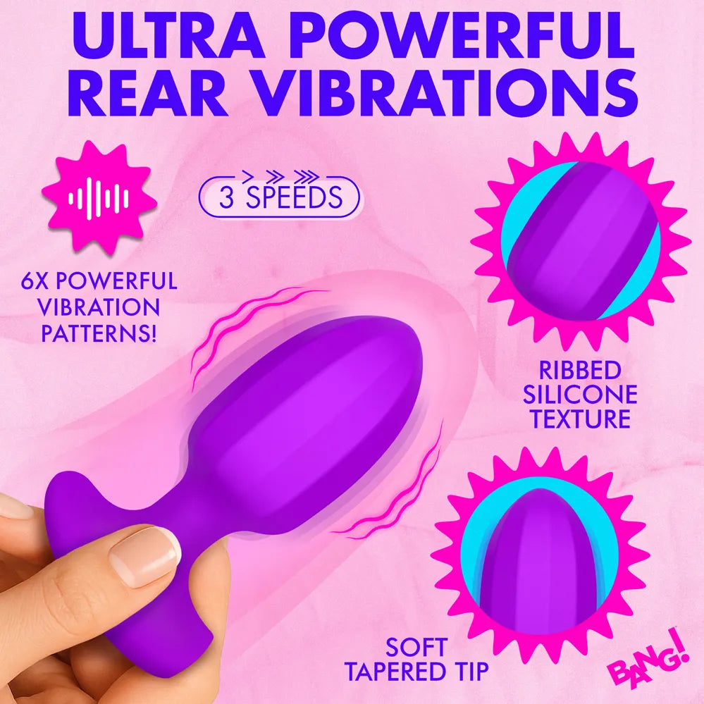 Bang! Ribbed Vibrating Silicone Butt Plug – Rechargeable Anal Vibrator > Anal Range > Vibrating Butt Plugs - Tophatter Daily Deals