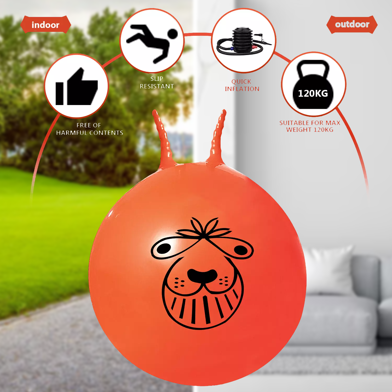 Space Hopper Ball – Retro Bouncing Toy for Kids & Adults | 60CM/80CM with Free Pump Sports Toys - Tophatter Daily Deals