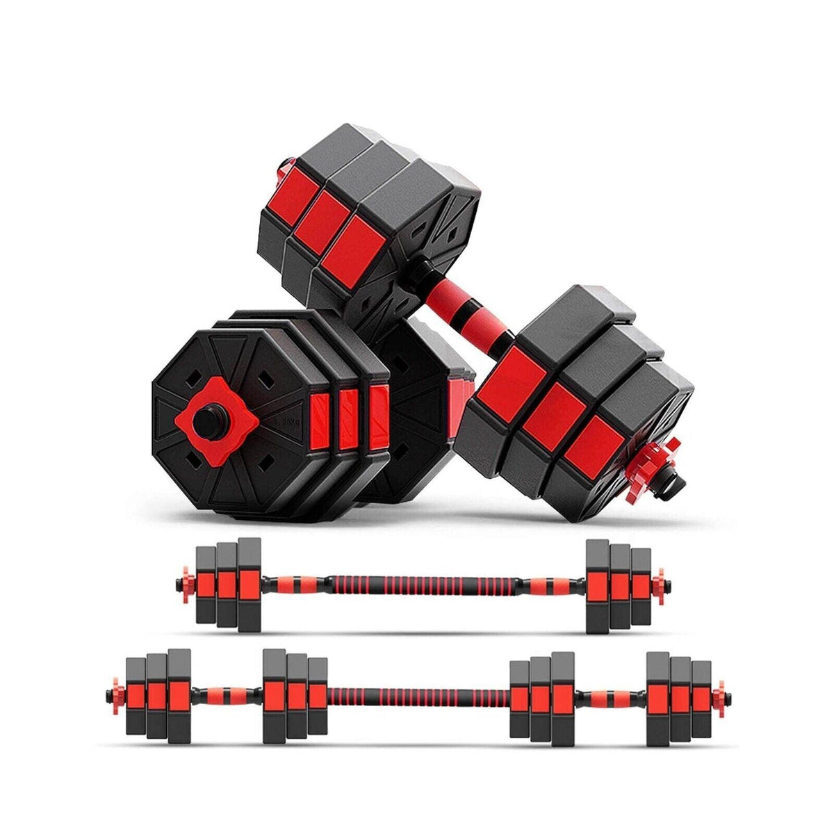 Heaviest Adjustable Dumbbells - Adjustable Dumbbell & Barbell Set 40Kg Dumbbells & Barbells - Tophatter Daily Deals