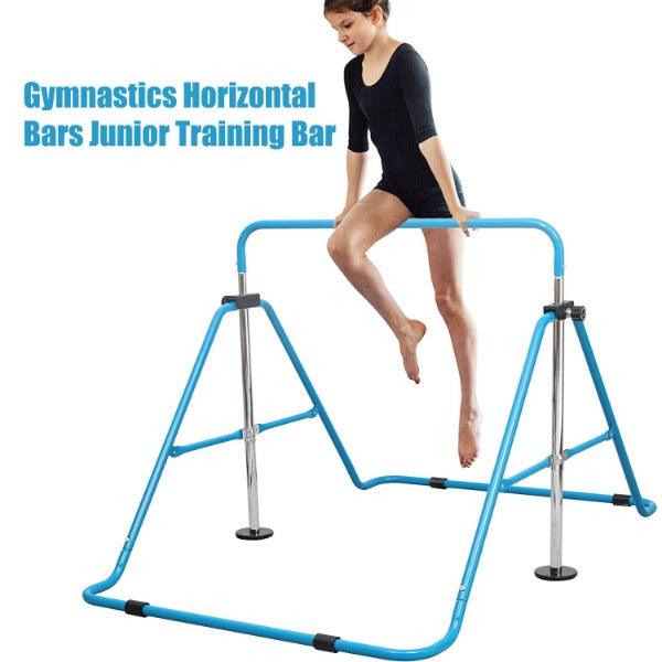 Childs Gymnastics Bar - Junior Training Bar Expandable Kids Horizontal Bars Children Kip Home Gym Blue Fitness - Tophatter Daily Deals