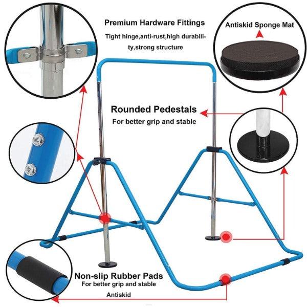 Childs Gymnastics Bar - Junior Training Bar Expandable Kids Horizontal Bars Children Kip Home Gym Fitness - Tophatter Daily Deals