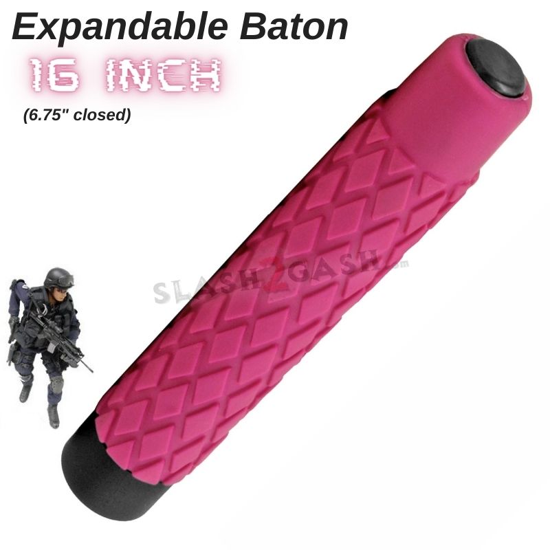 Expandable Pink Baton Metal Police Stick w/ Sheath - 16" Inch SD-Baton - Tophatter Daily Deals