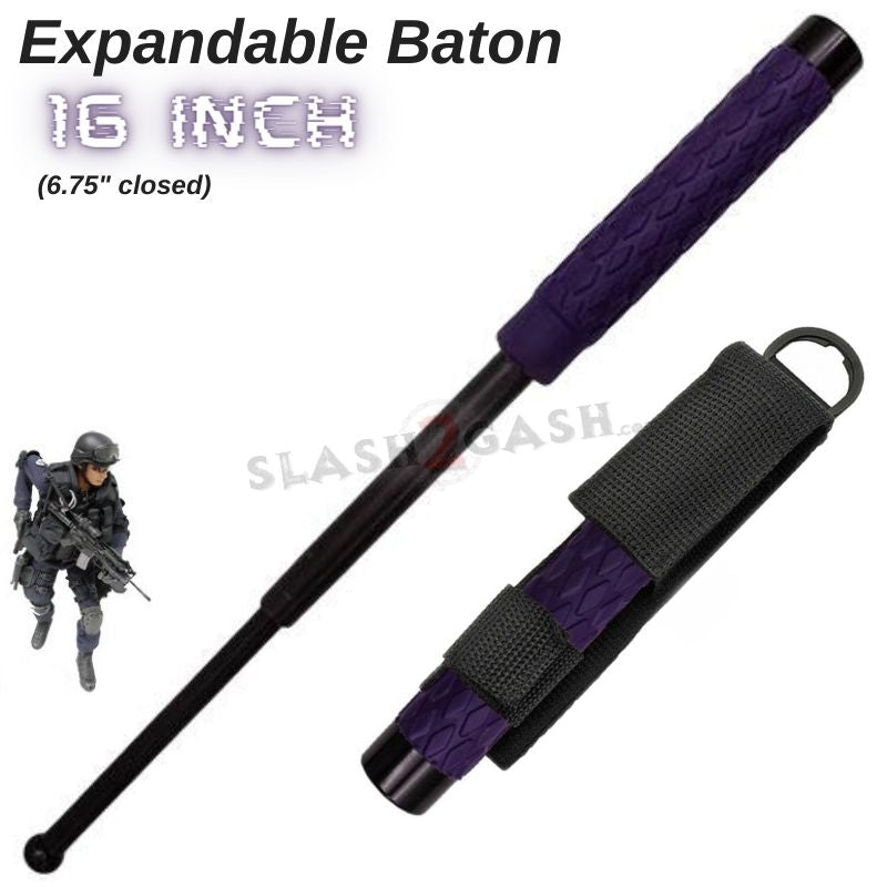 Expandable Baton Police Grade W/Sheath - Asst. colors/sizes 16 21 26 29 32 16" - Purple SD-Baton - Tophatter Daily Deals