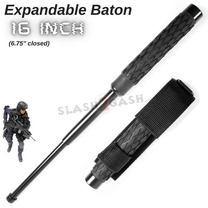 Expandable Baton Metal Police Stick w/ Sheath - 16" Inch SD-Baton - Tophatter Daily Deals