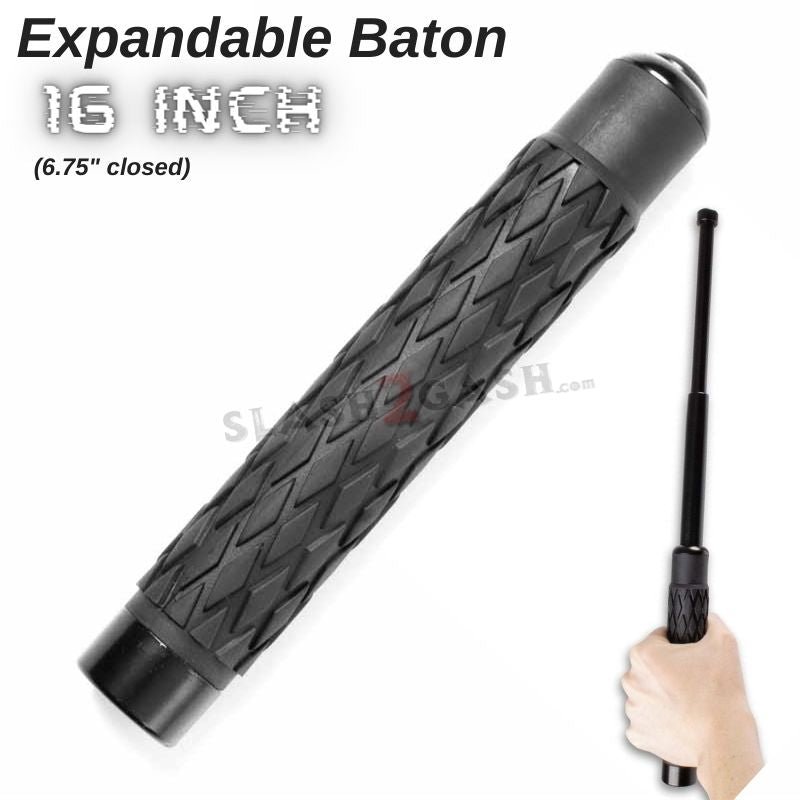 Expandable Baton Metal Police Stick w/ Sheath - 16" Inch SD-Baton - Tophatter Daily Deals