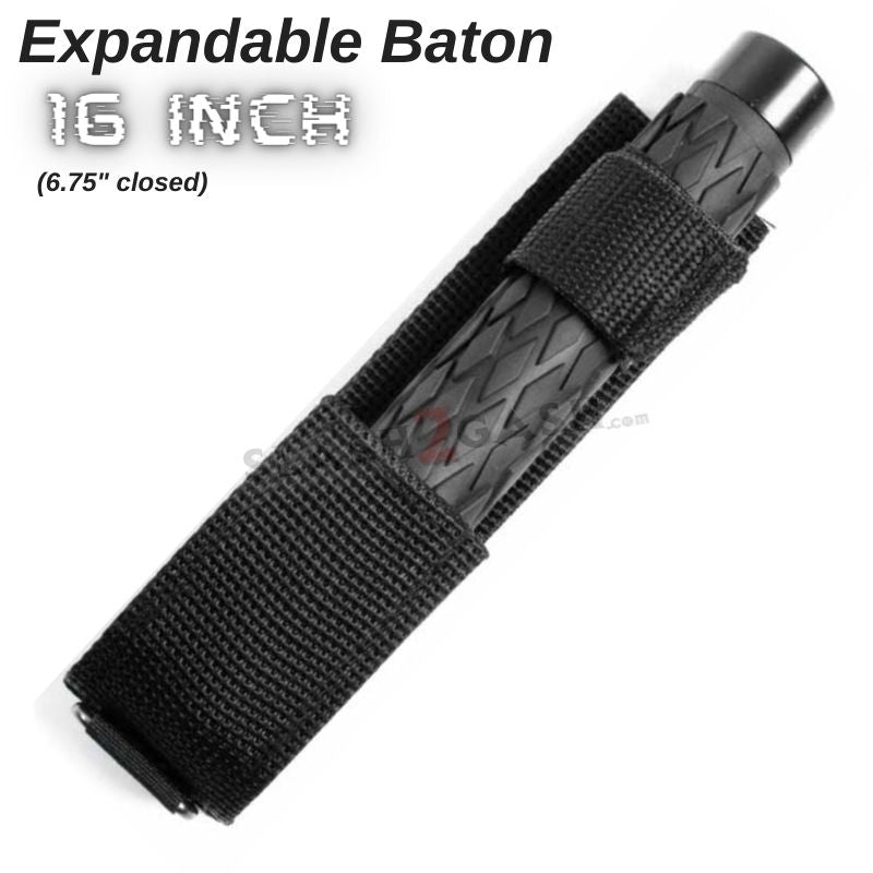 Expandable Baton Metal Police Stick w/ Sheath - 16" Inch SD-Baton - Tophatter Daily Deals