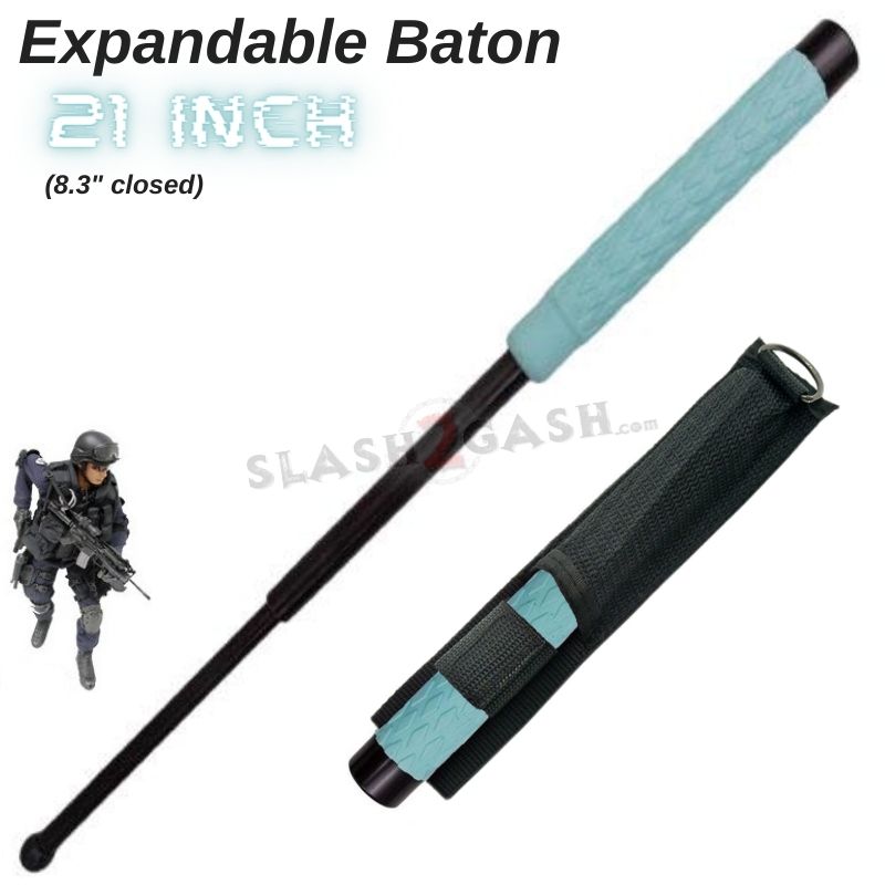 Expandable Baton Police Grade W/Sheath - Asst. colors/sizes 16 21 26 29 32 21" - Teal SD-Baton - Tophatter Daily Deals