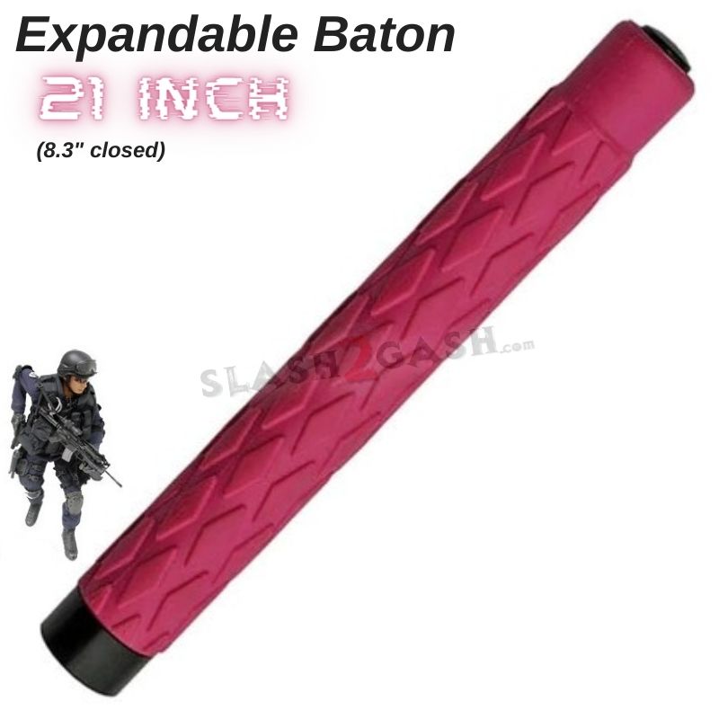 Expandable Pink Baton Metal Police Stick w/ Sheath - 21" Inch SD-Baton - Tophatter Daily Deals