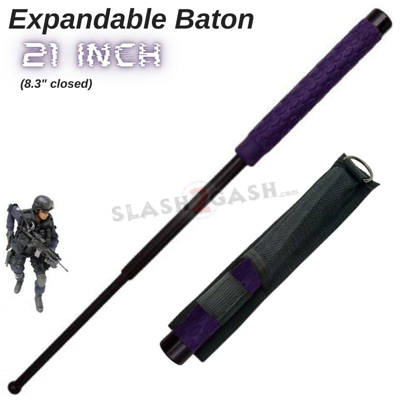 Expandable Baton Police Grade W/Sheath - Asst. colors/sizes 16 21 26 29 32 21" - Purple SD-Baton - Tophatter Daily Deals