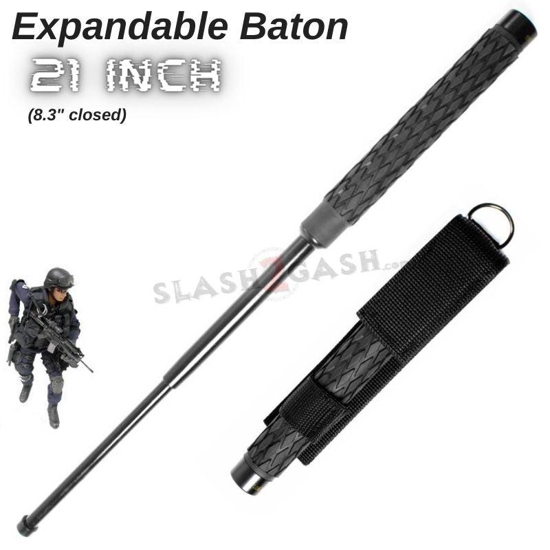 Expandable Baton Police Grade W/Sheath - Asst. colors/sizes 16 21 26 29 32 21" - Black SD-Baton - Tophatter Daily Deals