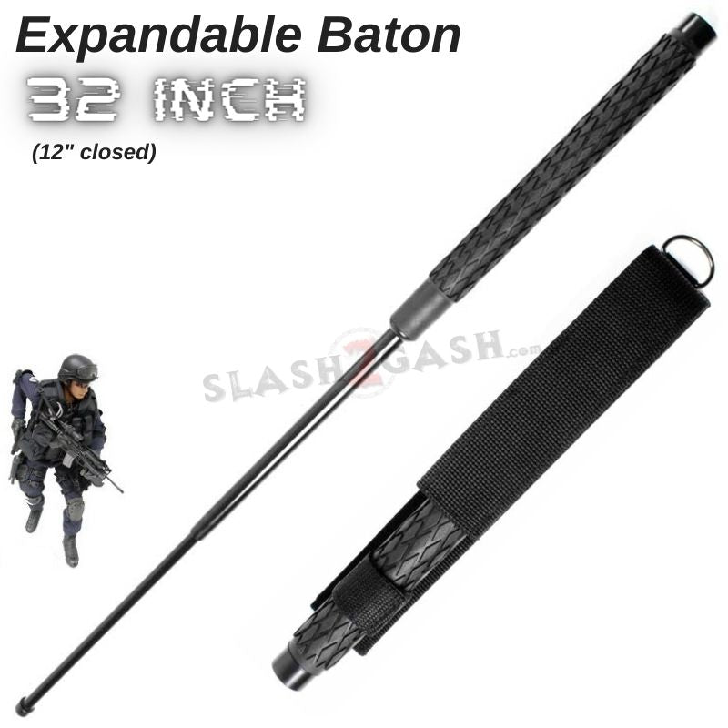 Expandable Baton Police Grade W/Sheath - Asst. colors/sizes 16 21 26 29 32 31" - Black SD-Baton - Tophatter Daily Deals