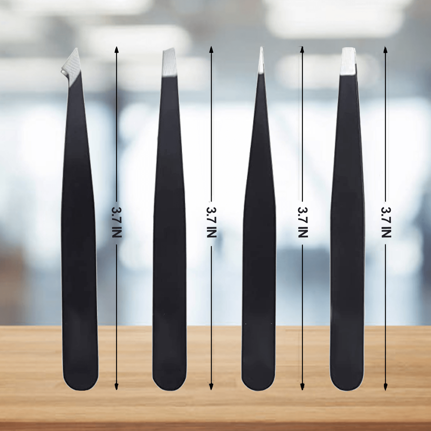 Steel Eyebrow Tweezers - Professional 4-Pieces Hair Beauty Pluckers Set Personal Care - Tophatter Daily Deals