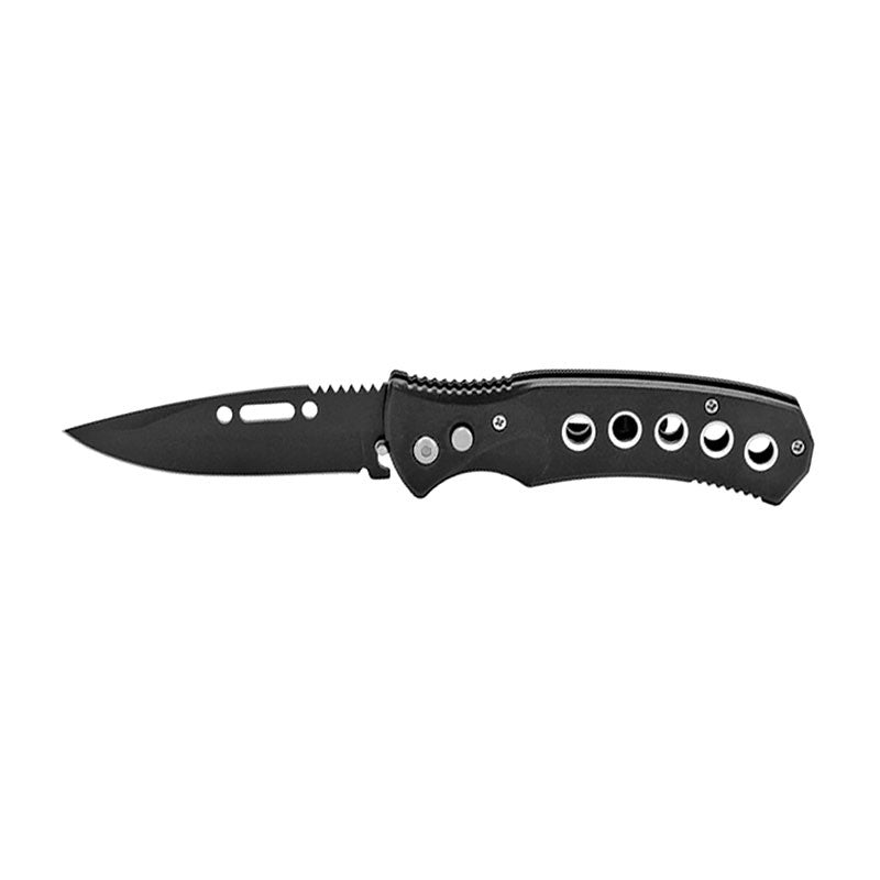 EYELET Automatic Knife Switchblade with Holes + Safety Lock - Black Knife-Auto - Tophatter Daily Deals