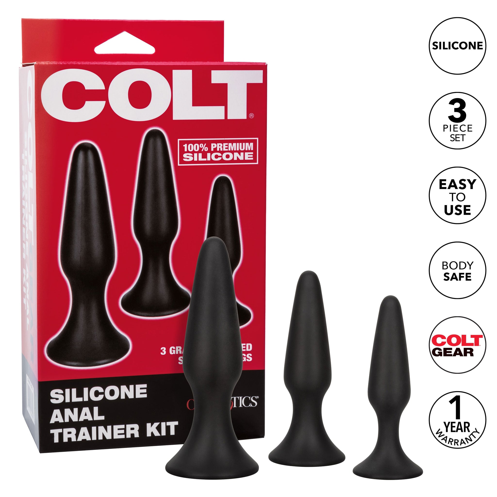 Colt Anal Trainer Kit – Silicone Graduated Anal Plug Set for Beginners > Anal Range > Butt Plug Kits - Tophatter Daily Deals