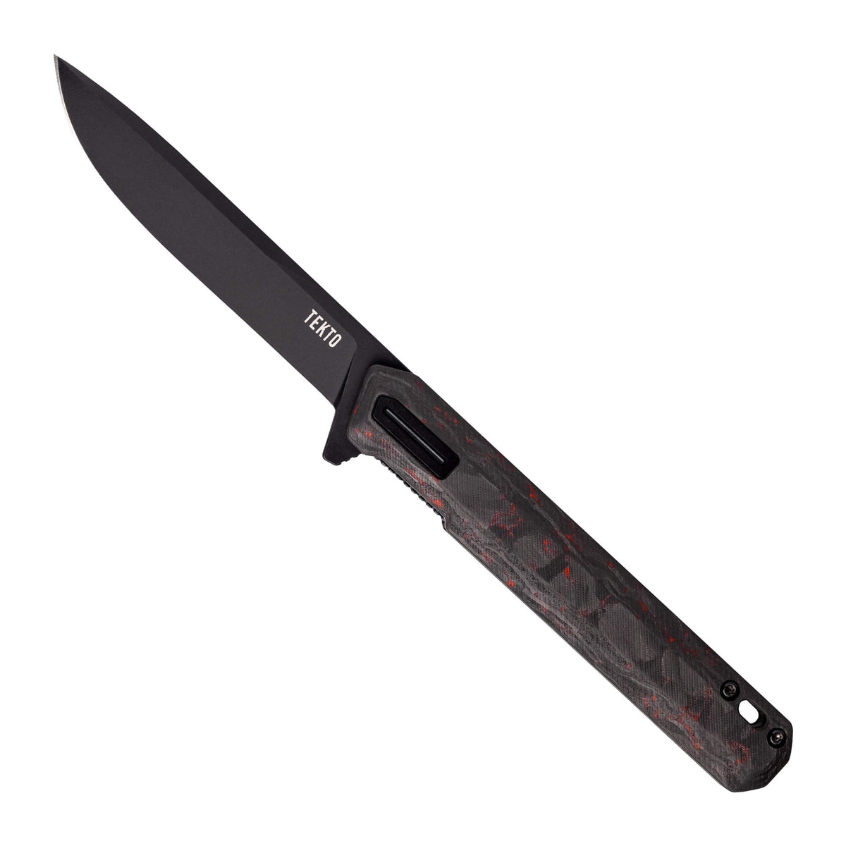 Tekto Knives F2 Bravo - Folding Knife - Forged Ember Carbon Fiber - Black D2 Steel Blade Folding Knives - Tophatter Daily Deals