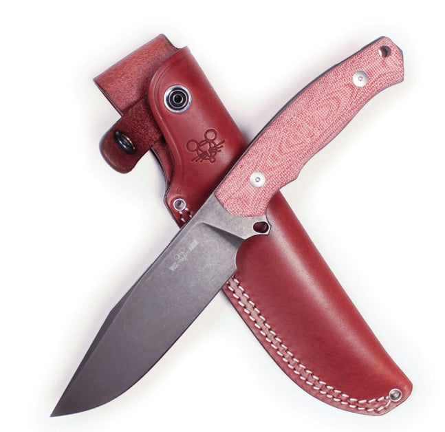 GiantMouse Knives GMF4 - Red Canvas Micarta - Fixed Blade - N690 Fixed Blade - Tophatter Daily Deals