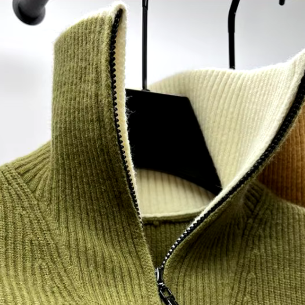 Warm Mens Half Zip Sweater - Stand Collar, Knit, Casual - Tophatter Daily Deals