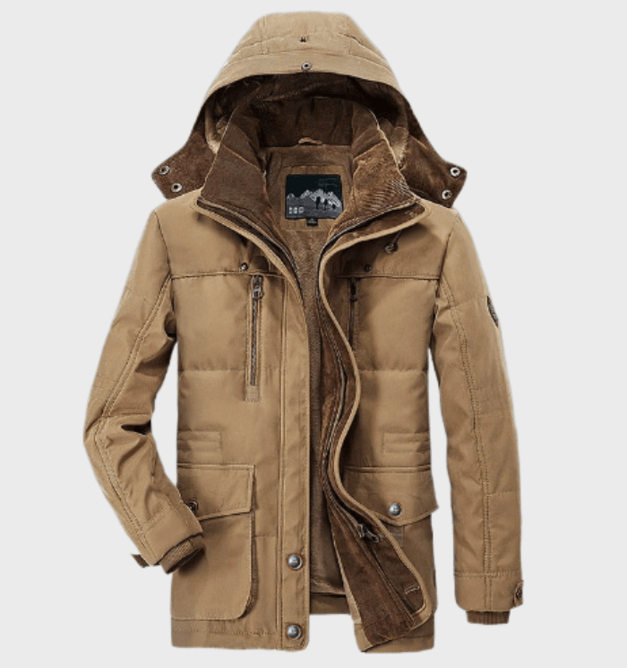 Warm Men's Winter Jacket – Structured Parka, for Outdoors Khaki - Tophatter Daily Deals