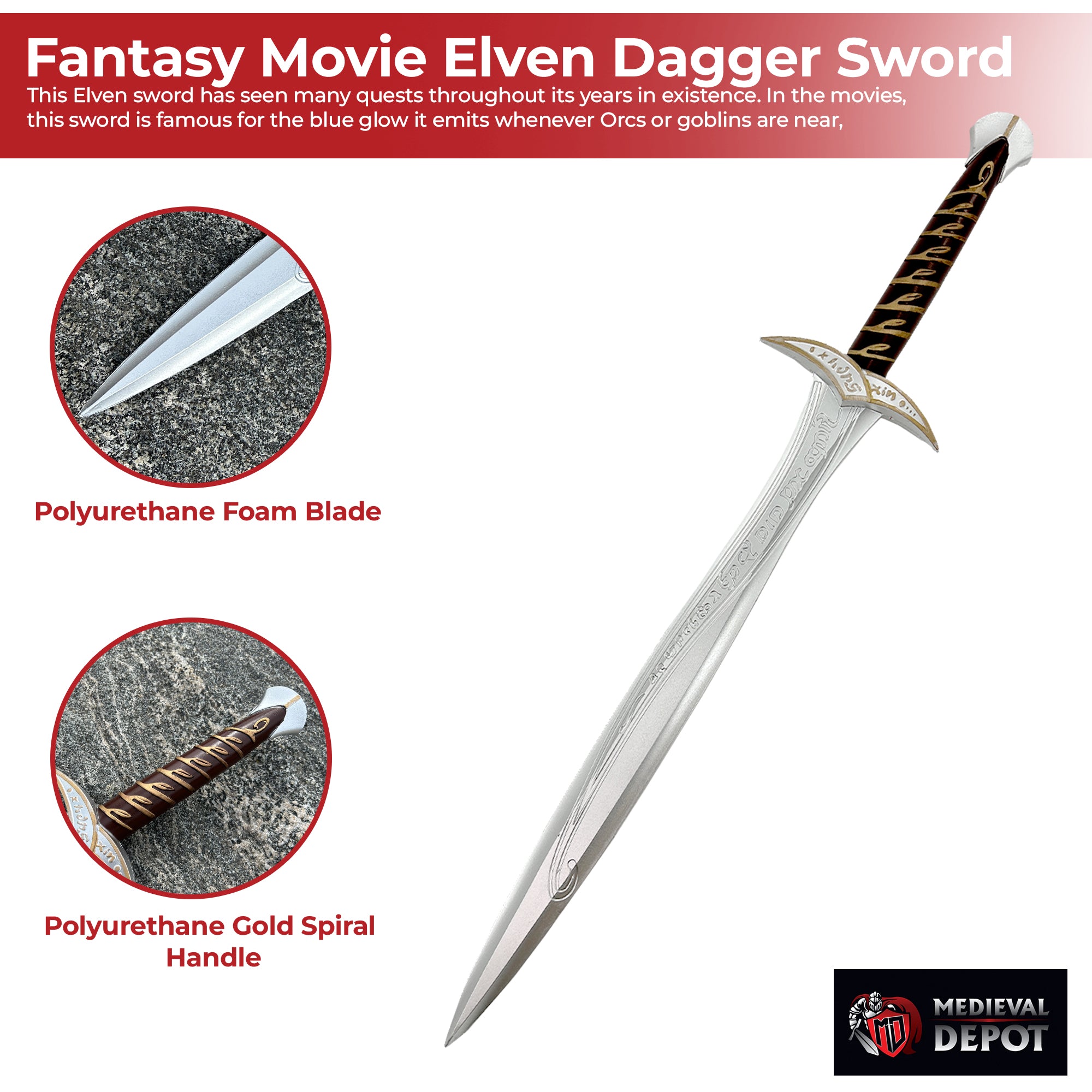 Fantasy Movie Foam Replica Elven Dagger Sword Swords - Tophatter Daily Deals