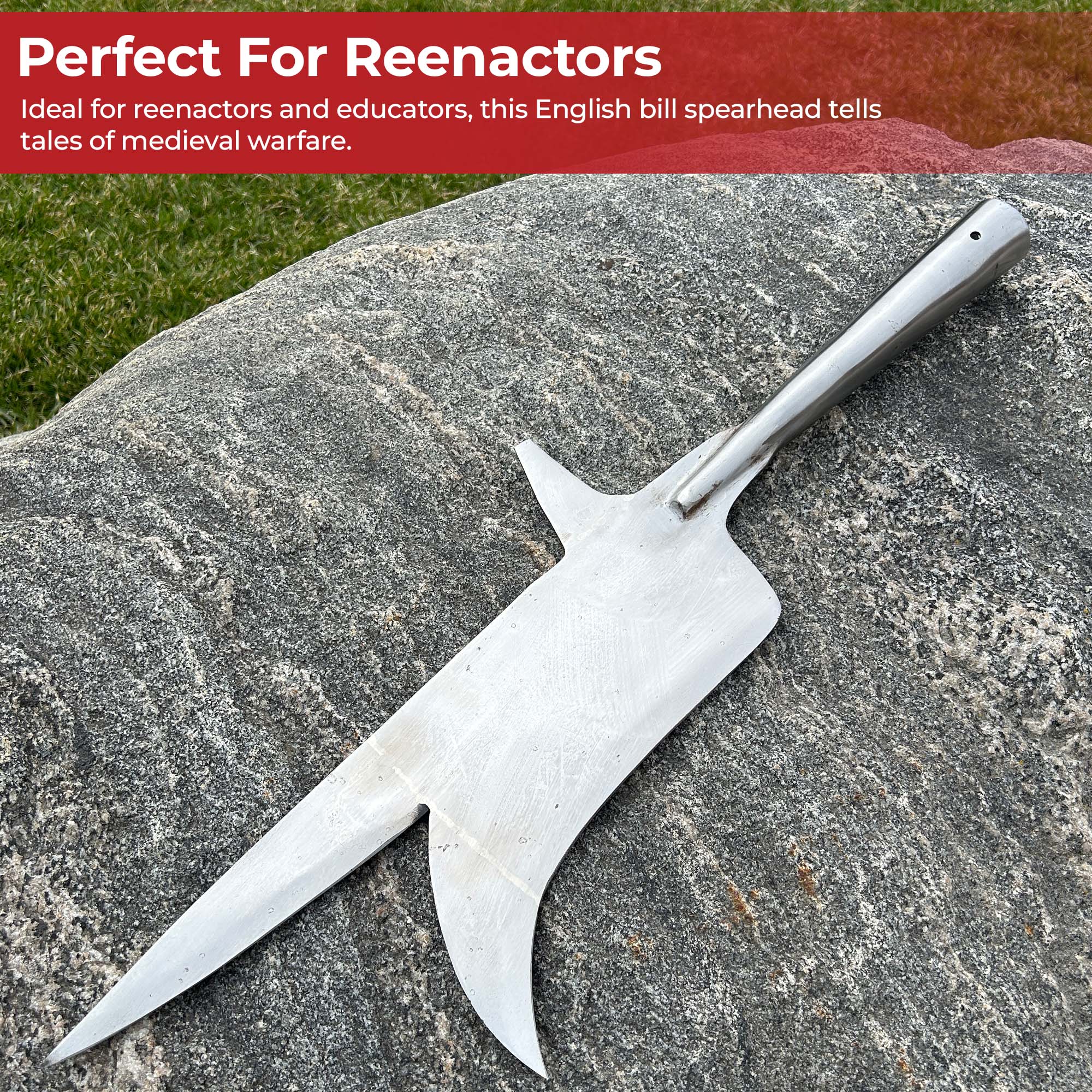 Farm to Battlefield Medieval Bill Spearhead with Back Spike and Hook Knives - Tophatter Daily Deals