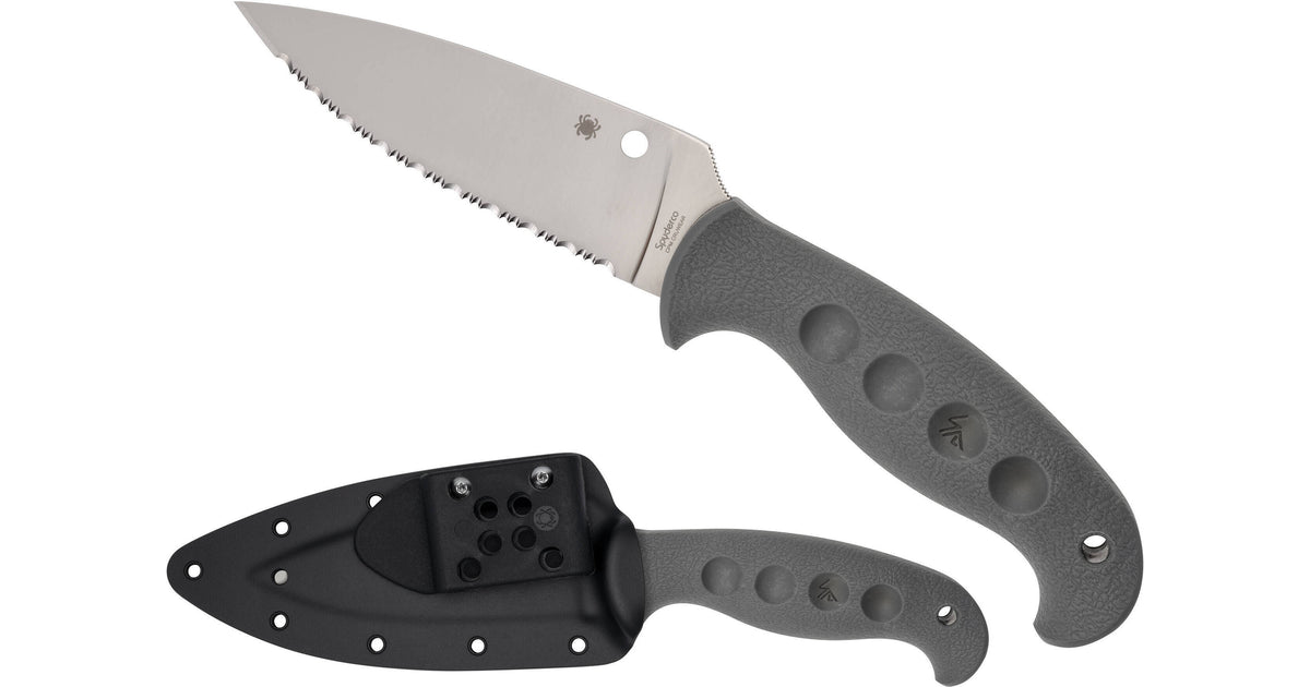 Spyderco Temperance - Sprint Run - Fixed Blade - Serrated CPM-Curwear Steel - Grey FRN Handle - FB05SGY Fixed Blade - Tophatter Daily Deals