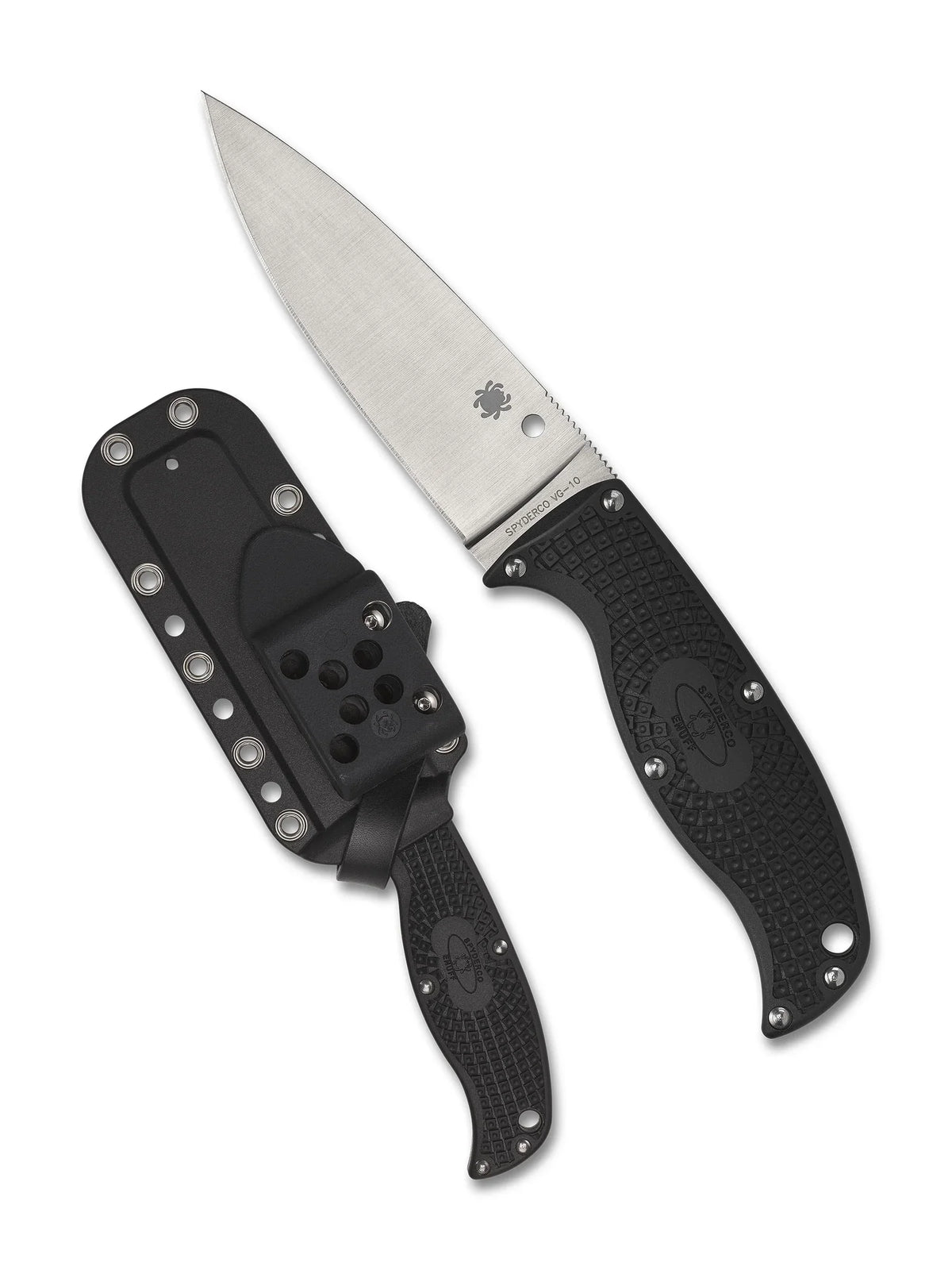 Spyderco Enuff 2 - Black FRN Handle - Drop Point VG10 Blade - FB31PBK Fixed Blade - Tophatter Daily Deals